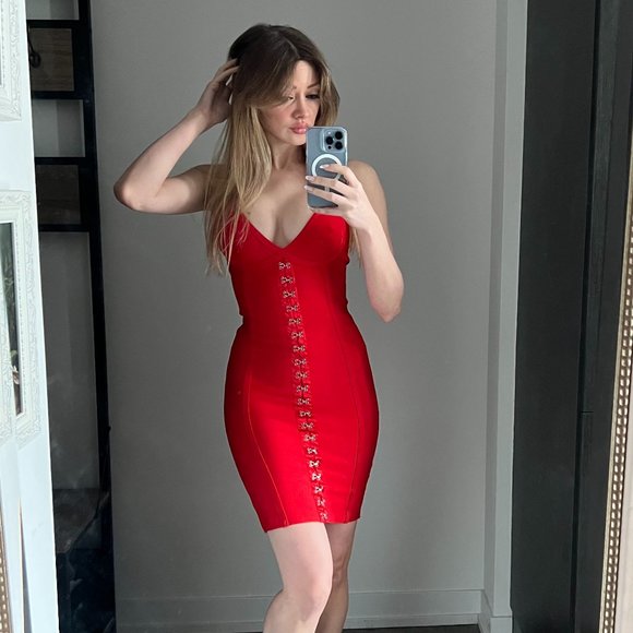 Tiger Mist Red Bodycon Dress - Picture 1 of 7